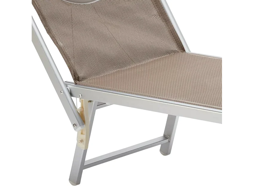 2er Set Liegestühle Strandliegen Sonnenliegen aus Aluminium für den Strand Santorini Limited Edition - Cappuccino - Beige Santorini