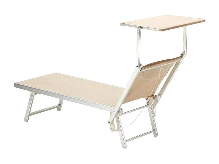 4er Set professionelle Strandliegen aus Aluminium mit Dach Santorini - Beige