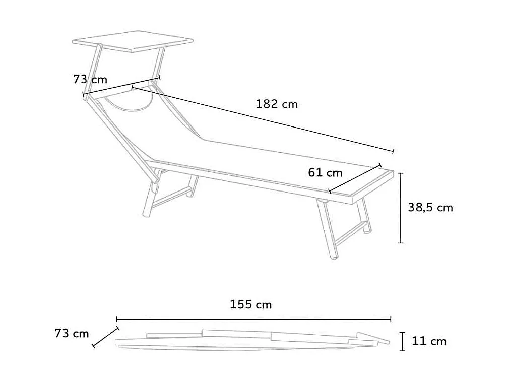 4er Set professionelle Strandliegen aus Aluminium mit Dach Santorini - Beige