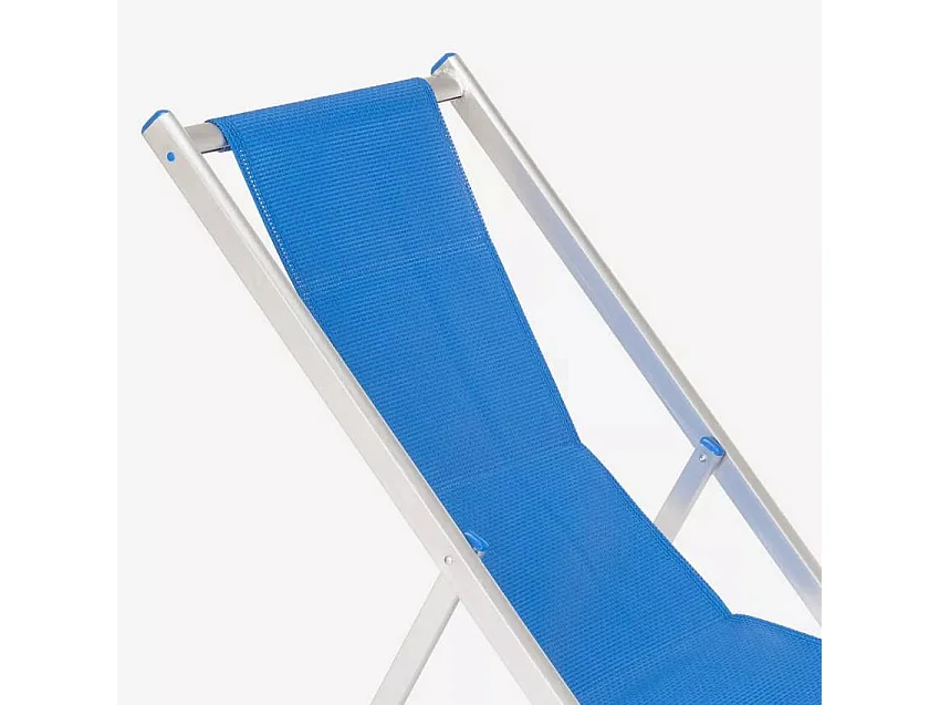 4er Set Strandliegen Liegestühle Sonnenliegen aus Aluminium Riccione Gold - Blau
