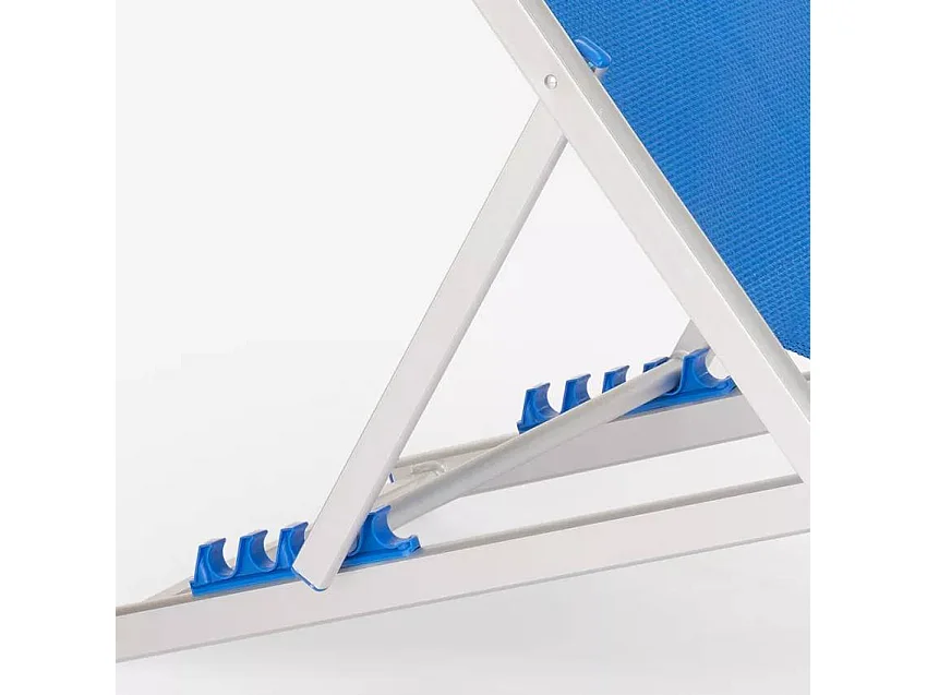 4er Set Strandliegen Liegestühle Sonnenliegen aus Aluminium Riccione Gold - Blau