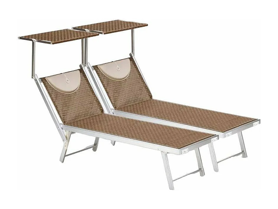 2 lettini prendisole da spiaggia in alluminio Phuket