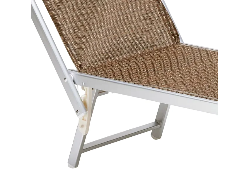 2er Set Liegestühle Strandliegen Sonnenliegen aus Aluminium für den Strand Santorini Limited Edition - Moka - Braun Santorini
