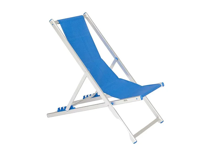 Tumbona de playa de aluminio plegable ajustable Riccione Gold - Azul Marino