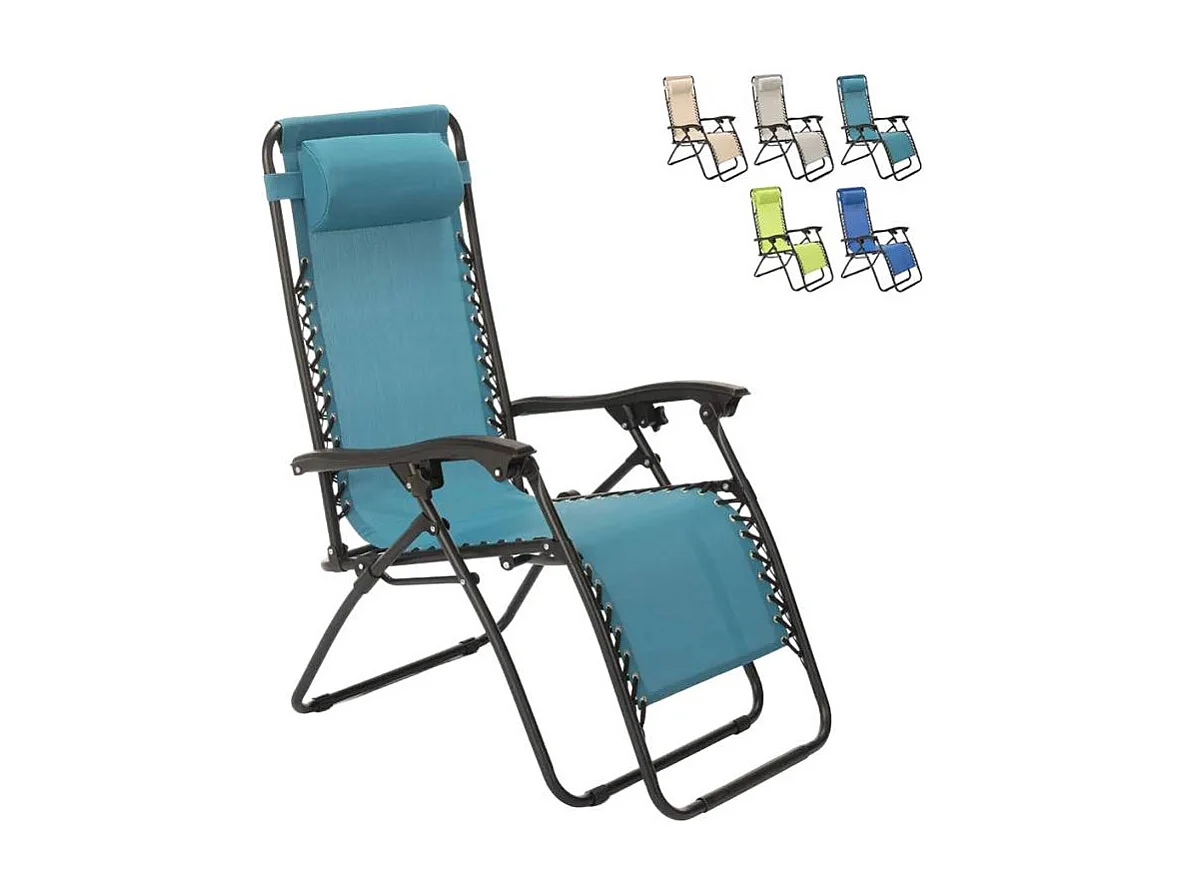 Tumbona plegable para playa jardín multiposición Emily Zero Gravity - Azul