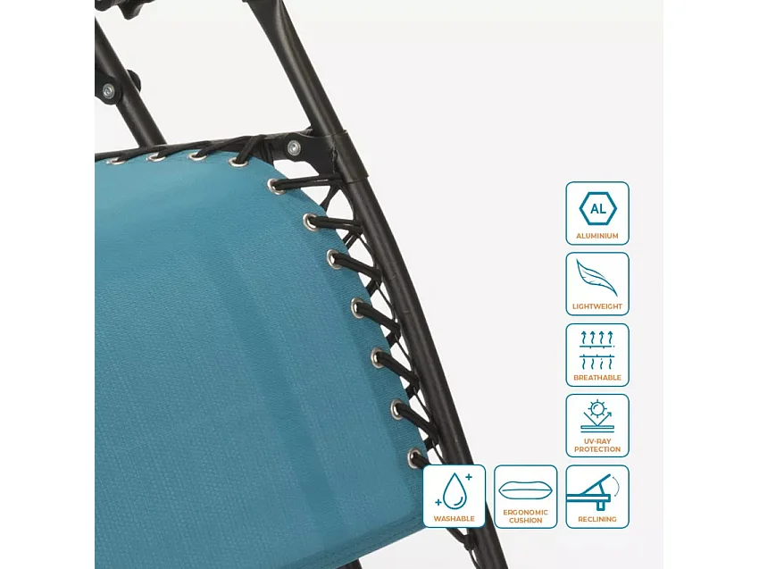 Tumbona plegable para playa jardín multiposición Emily Zero Gravity - Azul