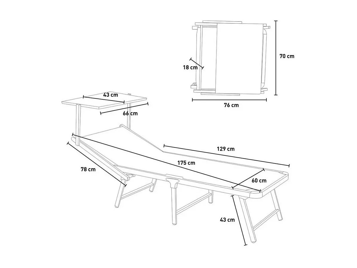 Bain de soleil de jardin transat piscine pliant en aluminium MALISS