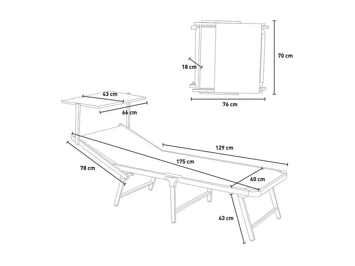 Bain de soleil de jardin transat piscine pliant en aluminium MALISS