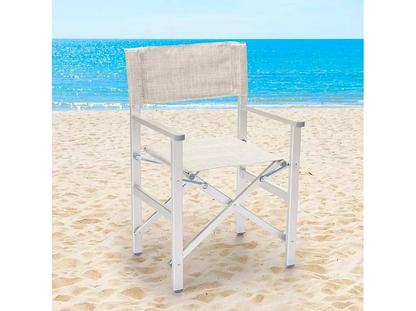 Silla de playa portátil plegable aluminio tejido especial Regista Gold - Gris