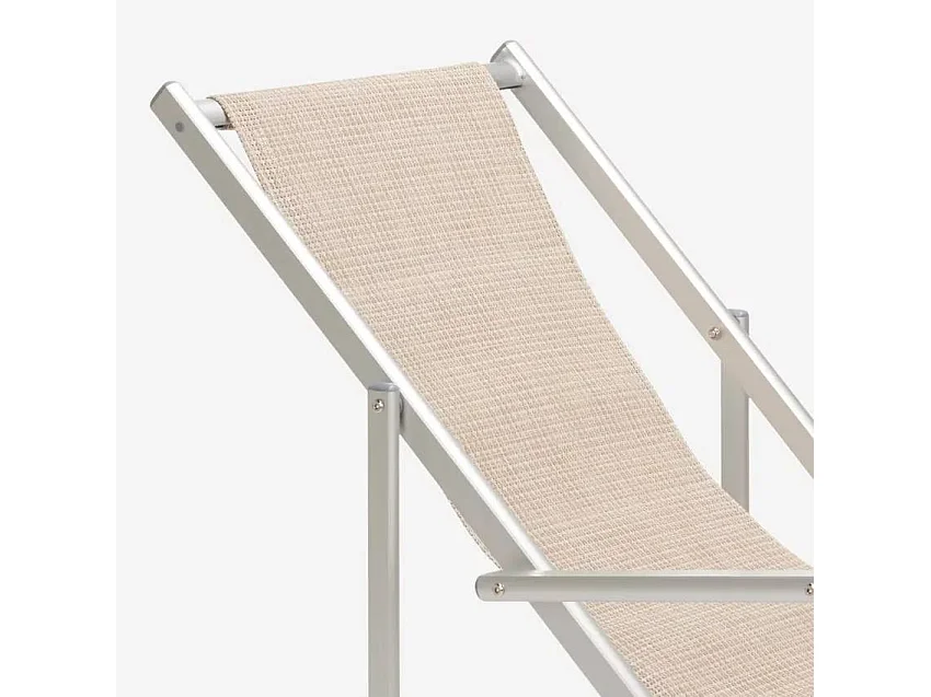 2er Set Strandliegen Liegestühle Sonnenliegen mit Armlehnen aus Aluminium Riccione Gold Lux - Beige