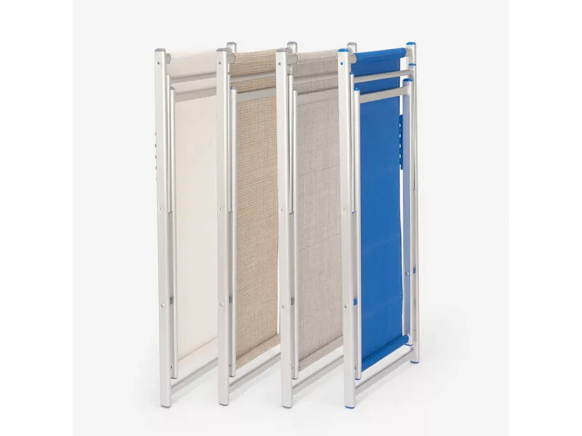 2er Set Strandliegen Liegestühle Sonnenliegen aus Aluminum Riccione Gold - Blau