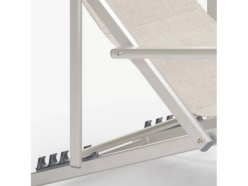 2er Set Strandliegen Liegestühle Sonnenliegen mit Armlehnen aus Aluminium Riccione Gold Lux - Grau