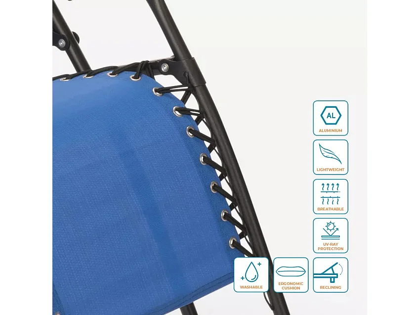 4er Set faltbare Liegestühle Strandliegen Sonnenliegen für Garten und Strand Emily Zero Gravity - Blau