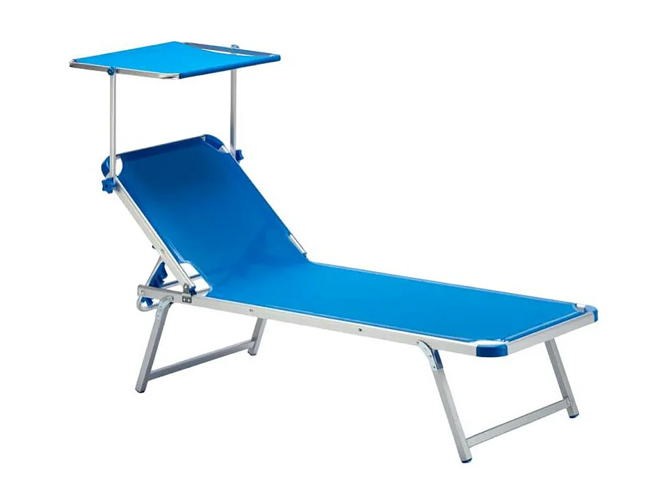 Transat de plage bain de soleil en aluminium avec pare-soleil CATCOOL