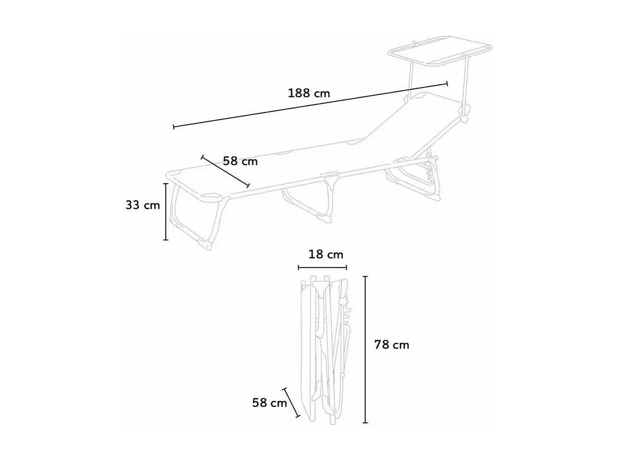 Lot de 4 bains de soleil avec pare-soleil transat robuste BREATHE