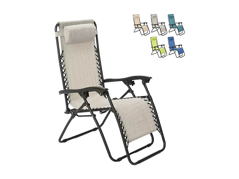 Tumbona plegable para playa jardín multiposición Emily Zero Gravity - Gris