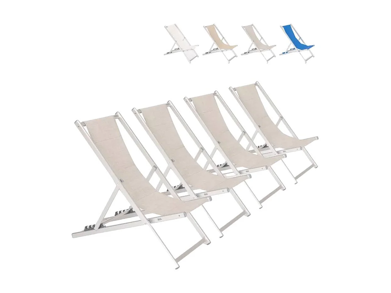 Lot de 4 Chaises longue pliante réglable pour plage et camping COVE