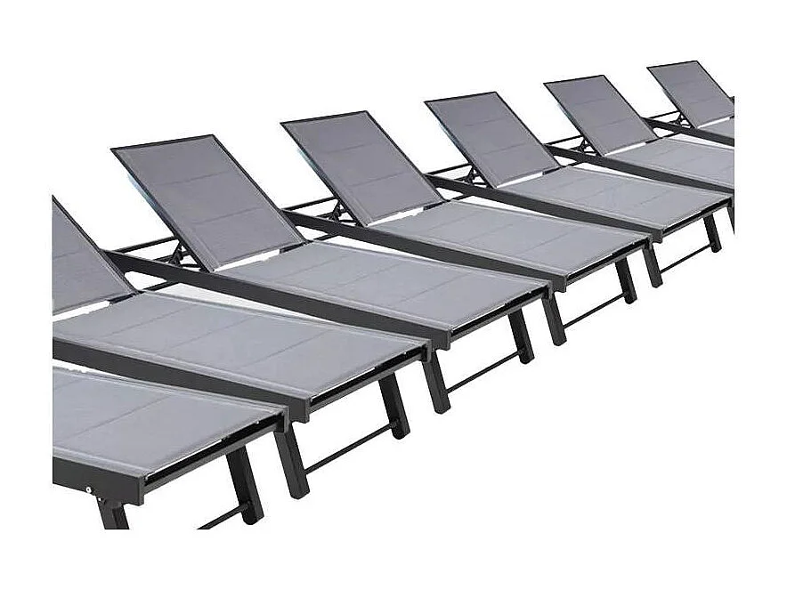 Stock 20 tumbonas de jardín de aluminio con ruedas Rimini - Gris Oscuro