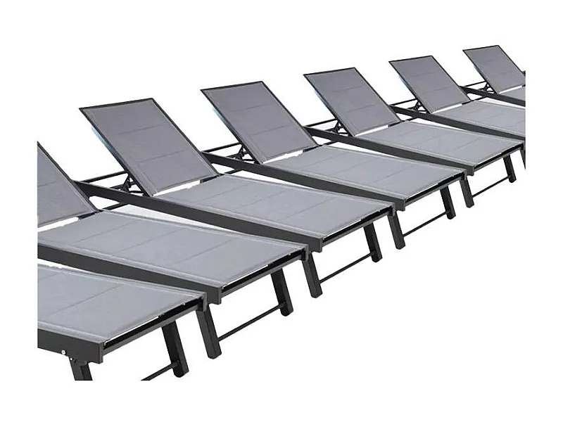 Stock 20 tumbonas de jardín de aluminio con ruedas Rimini - Gris Oscuro