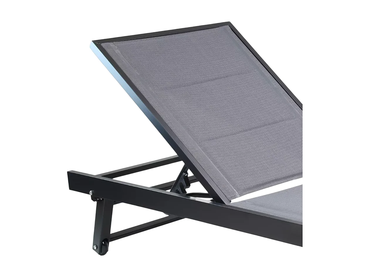 Bestand 2 moderne verstellbare Gartenliegen mit Rädern Rimini - Dunkel Grau