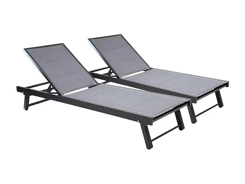 2 lettini prendisole con ruote regolabili Miami