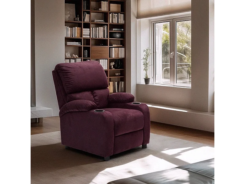 Sillón Relax Reclinable Laura el Mejor Sofá de Microfibra y Terciopelo - Bordeaux