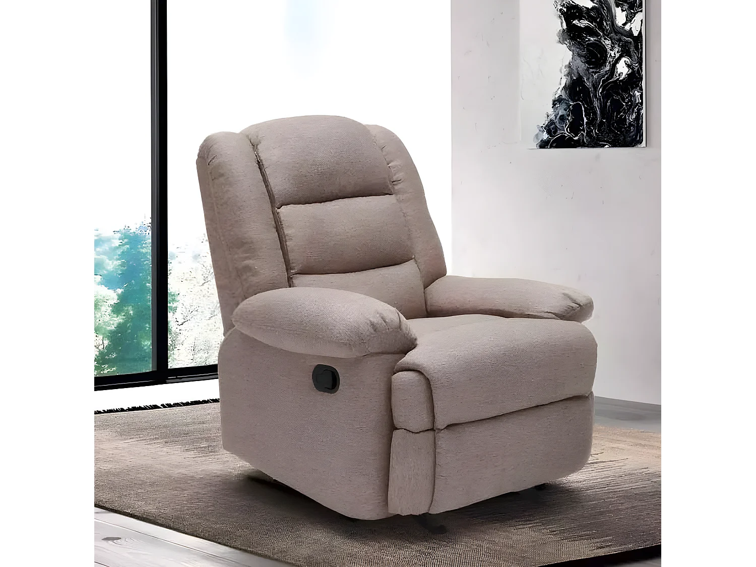 Sillón Mecedora Reclinable con Reposapiés de Tejido Sofia - Beige