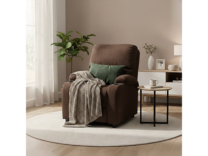 Sillón Relax Reclinable Laura el Mejor Sofá de Microfibra y Terciopelo - Marrón