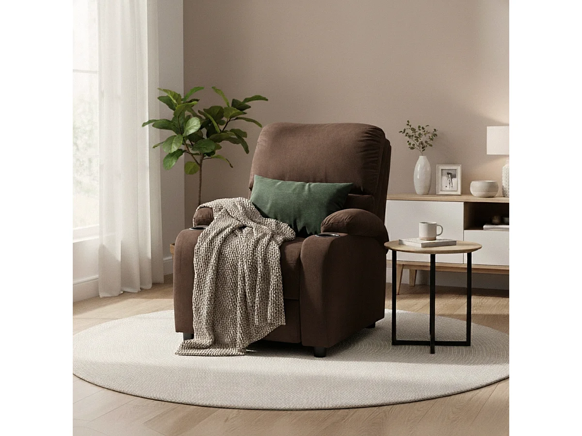 Sillón Relax Reclinable Laura el Mejor Sofá de Microfibra y Terciopelo - Marrón