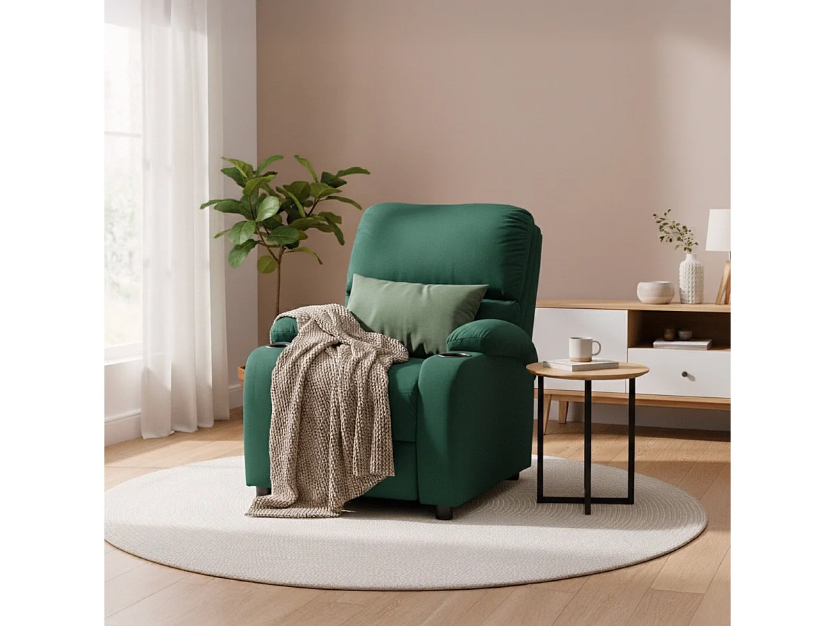 Sillón Relax Reclinable Laura el Mejor Sofá de Microfibra y Terciopelo - Verde oscuro