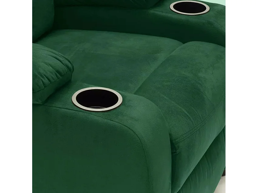 Sillón Relax Reclinable Laura el Mejor Sofá de Microfibra y Terciopelo - Verde oscuro