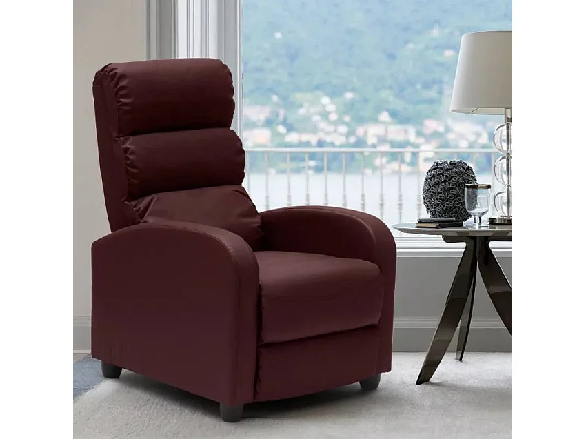 Poltrona reclinabile relax con poggiapiedi in similpelle moderna Vega