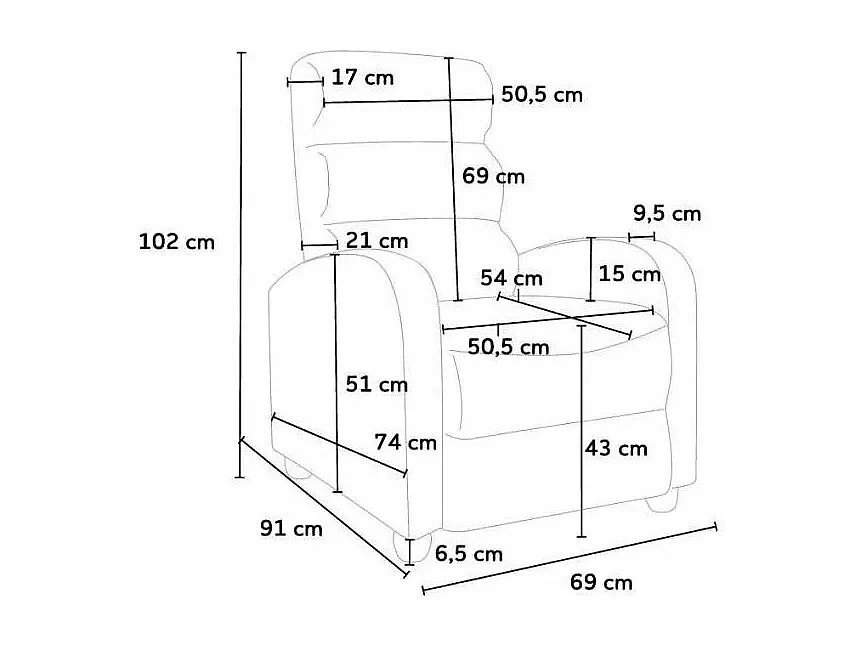 Relax-Liegesessel mit Fußstütze aus Kunstleder Alice - Bordeaux
