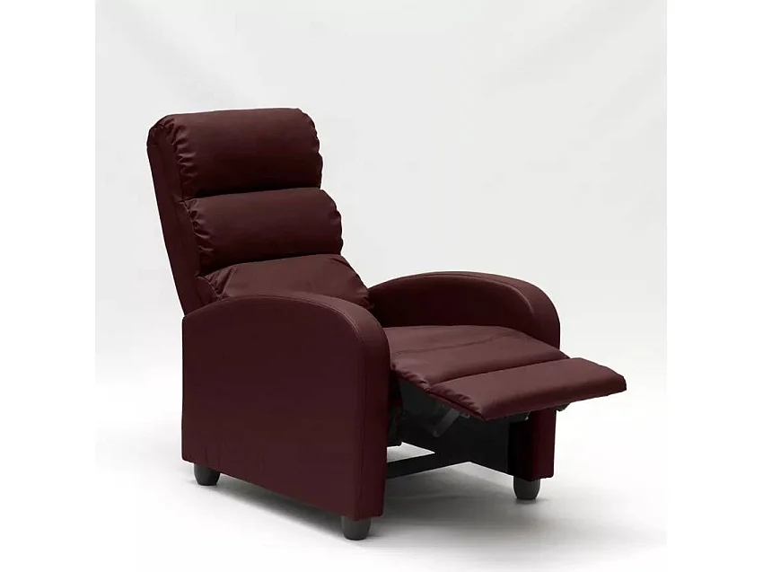 Sillón relax reclinable con reposapiés símil piel Alice - Bordeaux