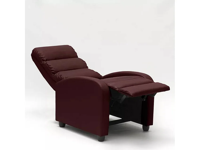 Sillón relax reclinable con reposapiés símil piel Alice - Bordeaux