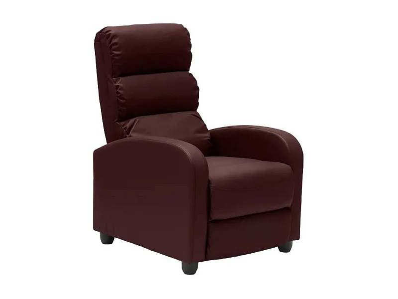 Sillón relax reclinable con reposapiés símil piel Alice - Bordeaux