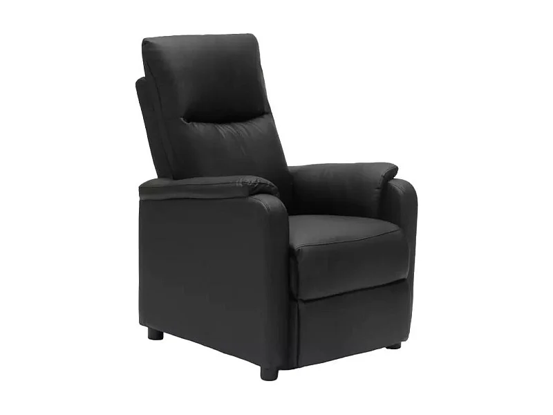 Sillón Relax Reclinable con Reposapiés de Cuero Polipiel Giulia - Negro