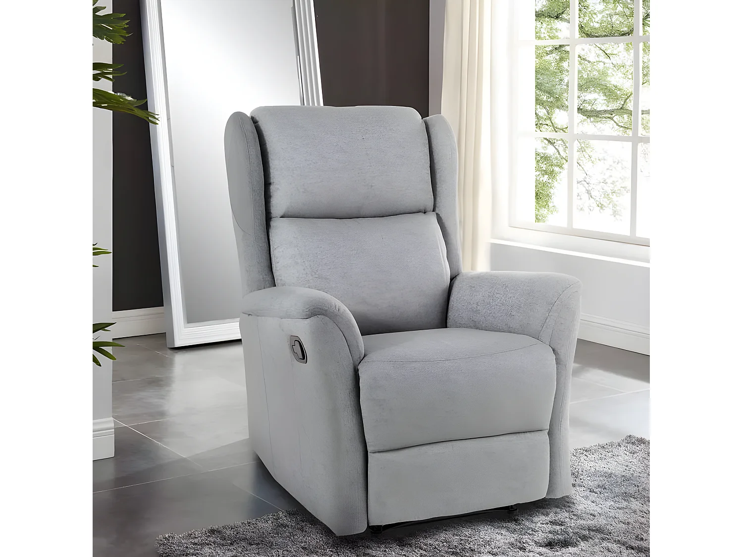 Poltrona relax reclinabile manuale in tessuto con poggiapiedi Apollo