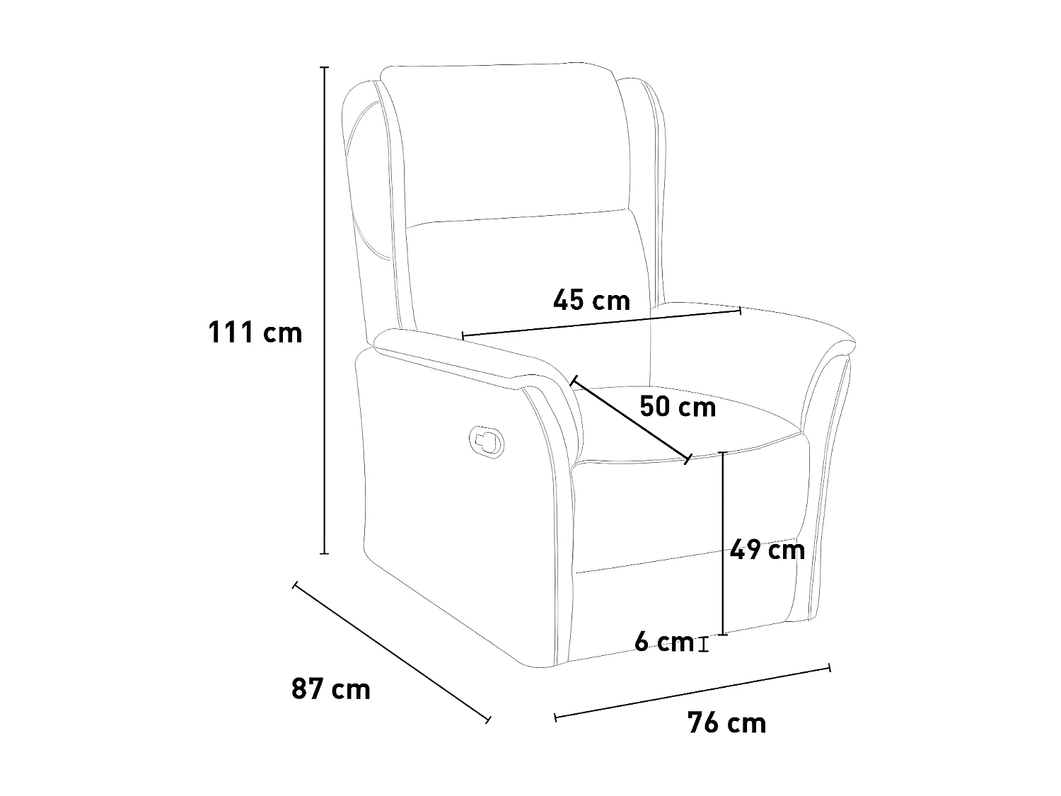 Poltrona relax reclinabile manuale in tessuto con poggiapiedi Apollo