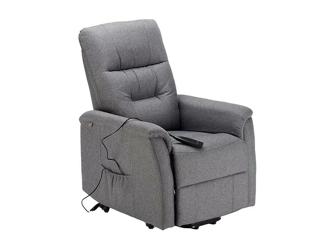 Sillón Relax eléctrico reclinable con elevador y ruedas para personas mayores Marie - Gris Oscuro