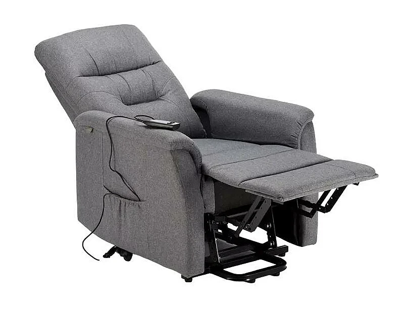 Sillón Relax eléctrico reclinable con elevador y ruedas para personas mayores Marie - Gris Oscuro