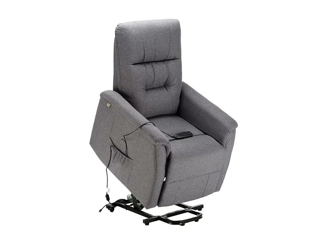 Sillón Relax eléctrico reclinable con elevador y ruedas para personas mayores Marie - Gris Oscuro