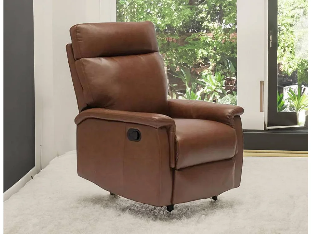 Klappbarer Relaxsessel mit Liegefunktion Fußschemel Kunstleder Modernes Design Aurora - Braun