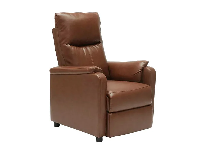 Sillón Relax Reclinable con Reposapiés de Cuero Polipiel Giulia - Marrón