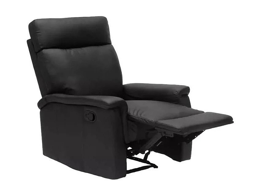 Klappbarer Relaxsessel mit Liegefunktion Fußschemel Kunstleder Modernes Design Aurora - Schwarz