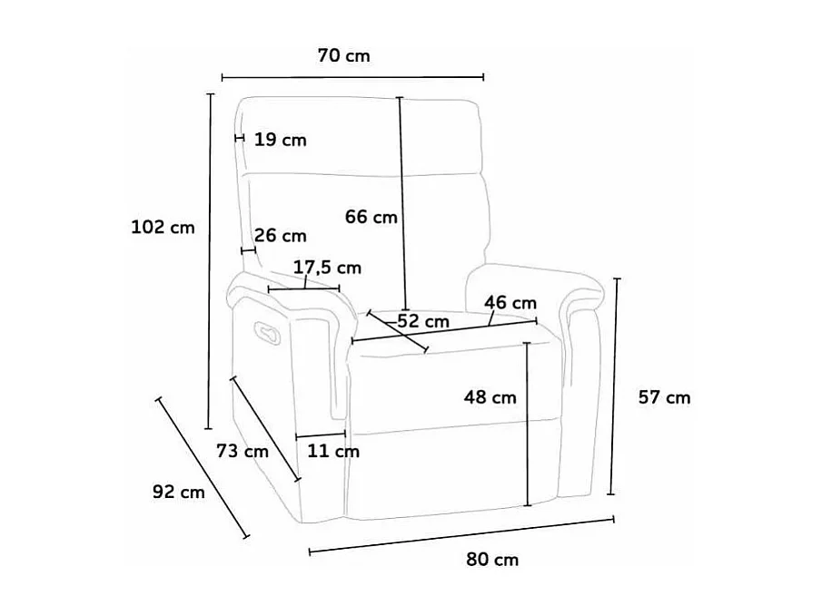 Klappbarer Relaxsessel mit Liegefunktion Fußschemel Kunstleder Modernes Design Aurora - Schwarz