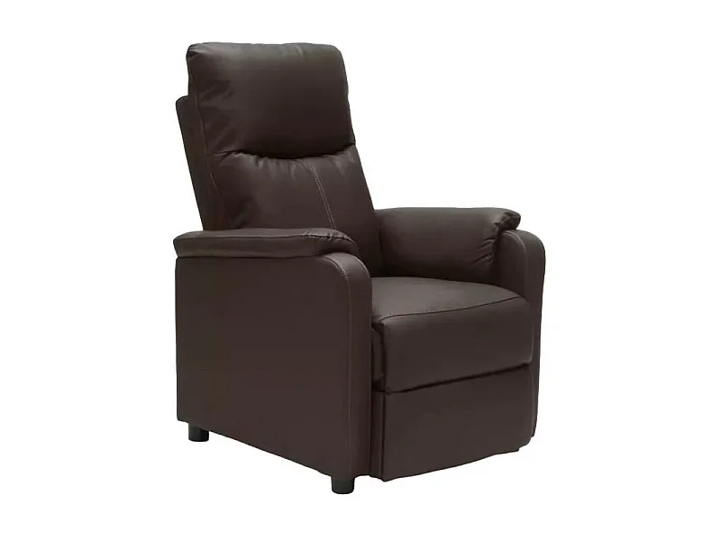 Sillón Relax Reclinable con Reposapiés de Cuero Polipiel Giulia - Marron oscuro