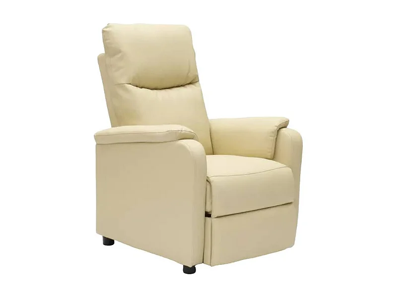 Sillón Relax Reclinable con Reposapiés de Cuero Polipiel Giulia - Beige