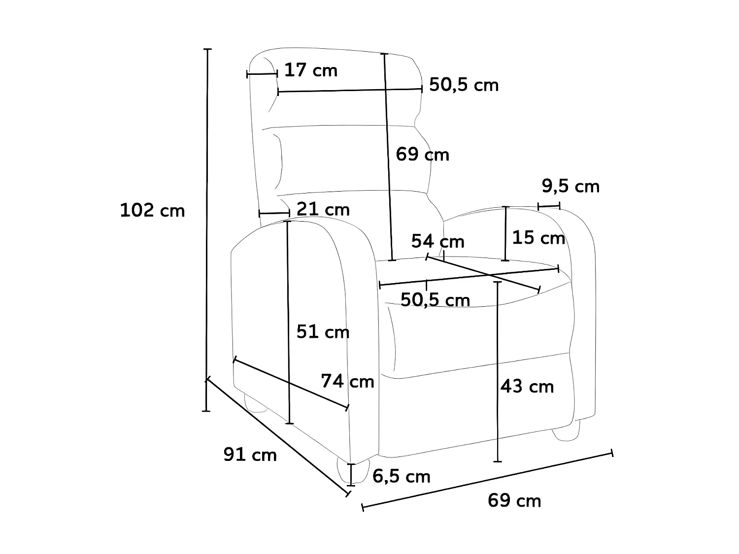 Poltrona reclinabile relax con poggiapiedi in similpelle moderna Vega