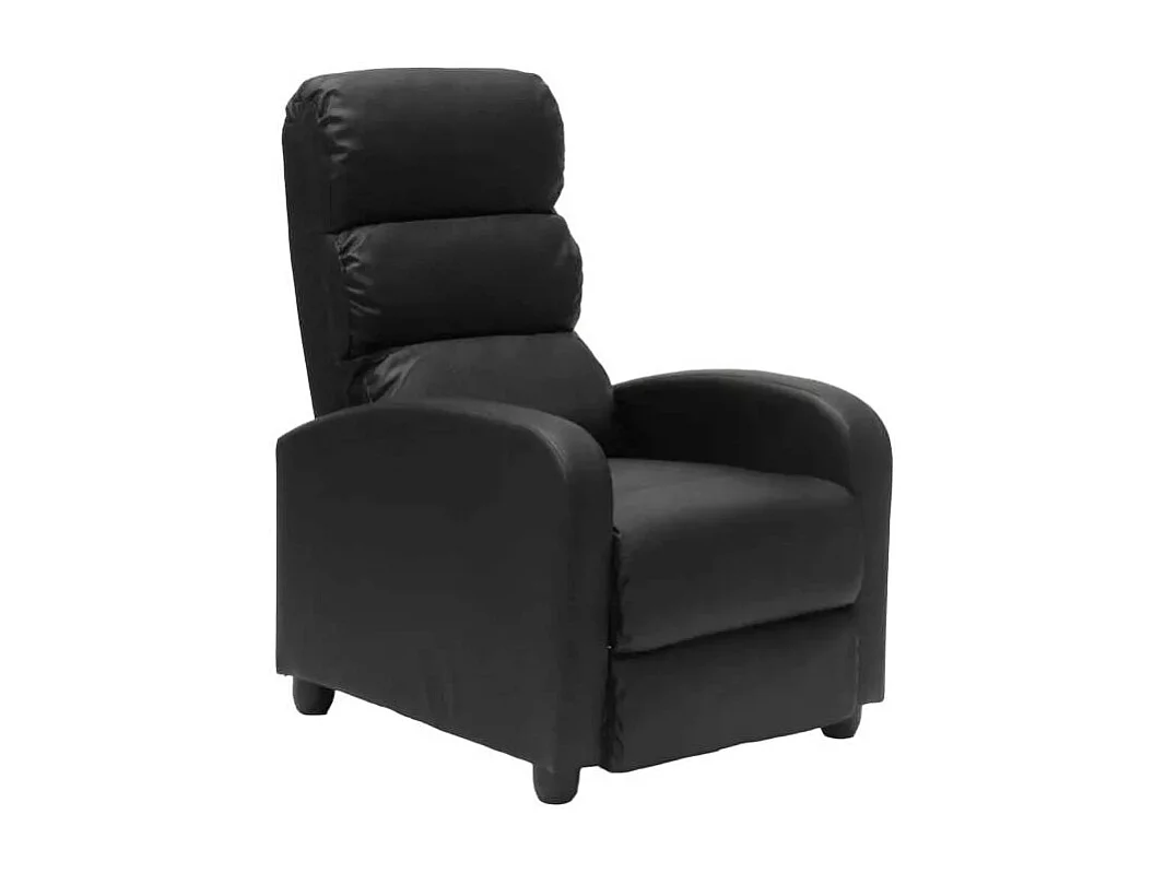 Sillón relax reclinable con reposapiés símil piel Alice - Negro